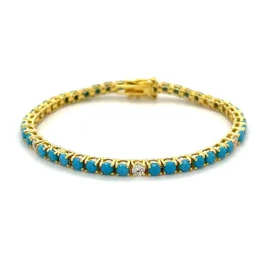 Ibiza Turquoise   Clear CZ’s 4 Prong Tennis Bracelet