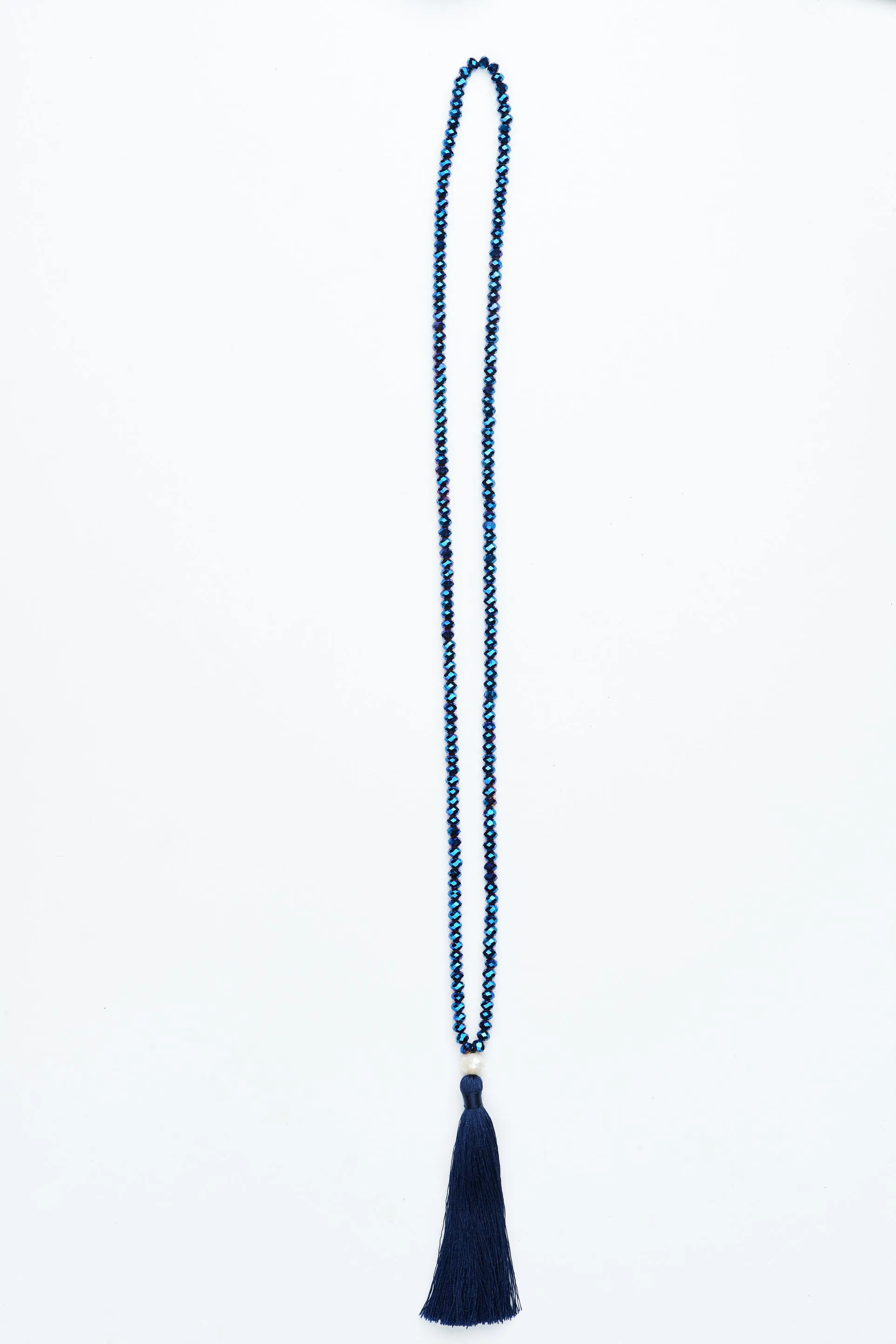 Ink Beaded Pearl Tassel Necklace