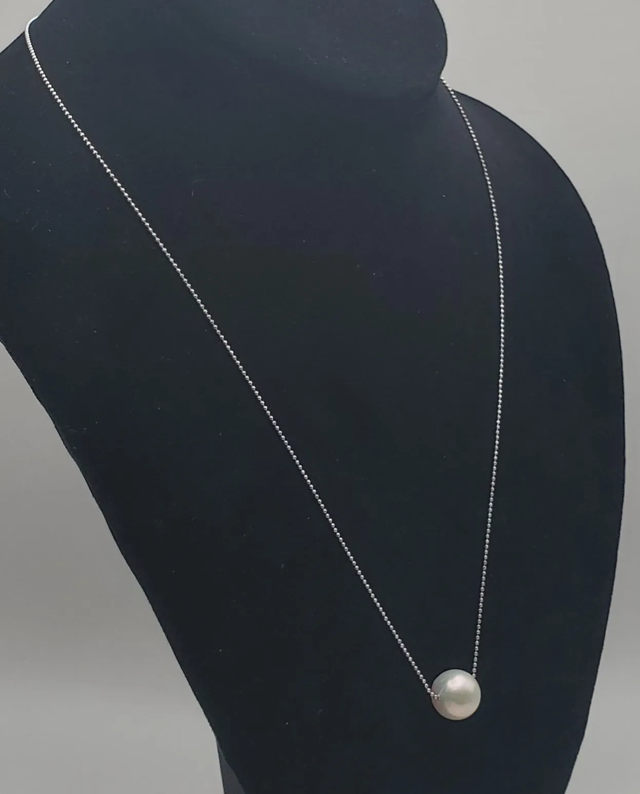 Large Pearl Pendant on Sterling Silver Chain Necklace - 20"