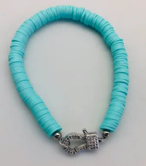 Love Lisa Light Turquoise Disc Bracelet with Crystal Charm Catcher