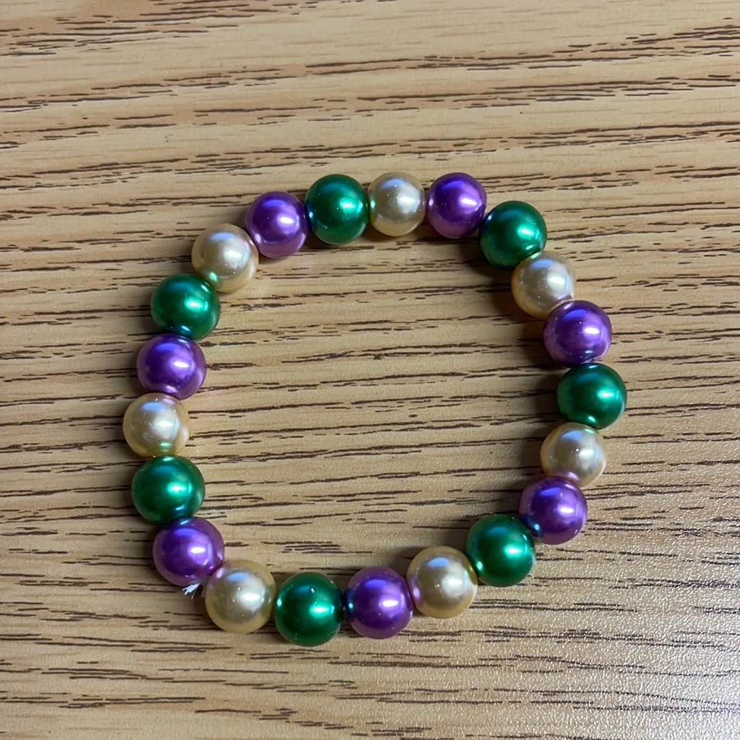 Mardi Gras Pearl Beaded Bracelet