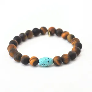 Matte Tiger Eye Bracelet | Bright Turquoise