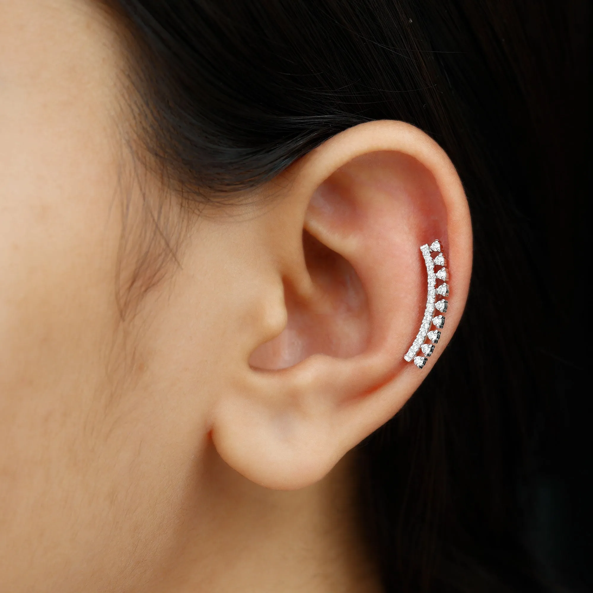 Minimal Diamond Crawler Earring for Cartilage Piercing