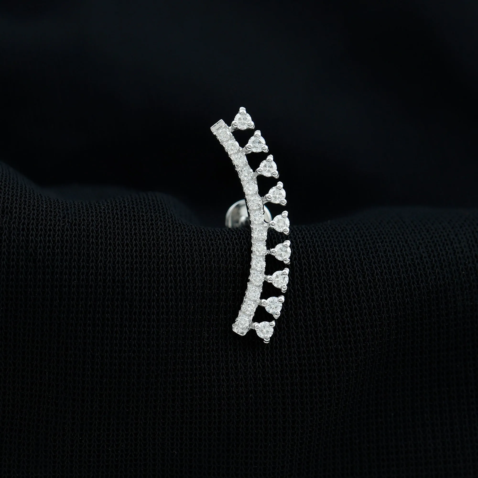 Minimal Diamond Crawler Earring for Cartilage Piercing