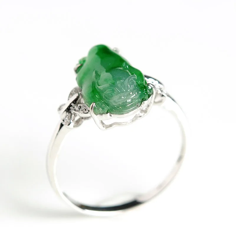 Natural Jade Ring Jadeite Gold Toad Ring RG46