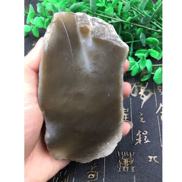 Natural Kunlun Jade Rough Nephrite Raw (360g, 10.7X5.9X2.8cm)