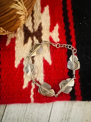 Navajo Sterling Silver Feather Link Bracelet