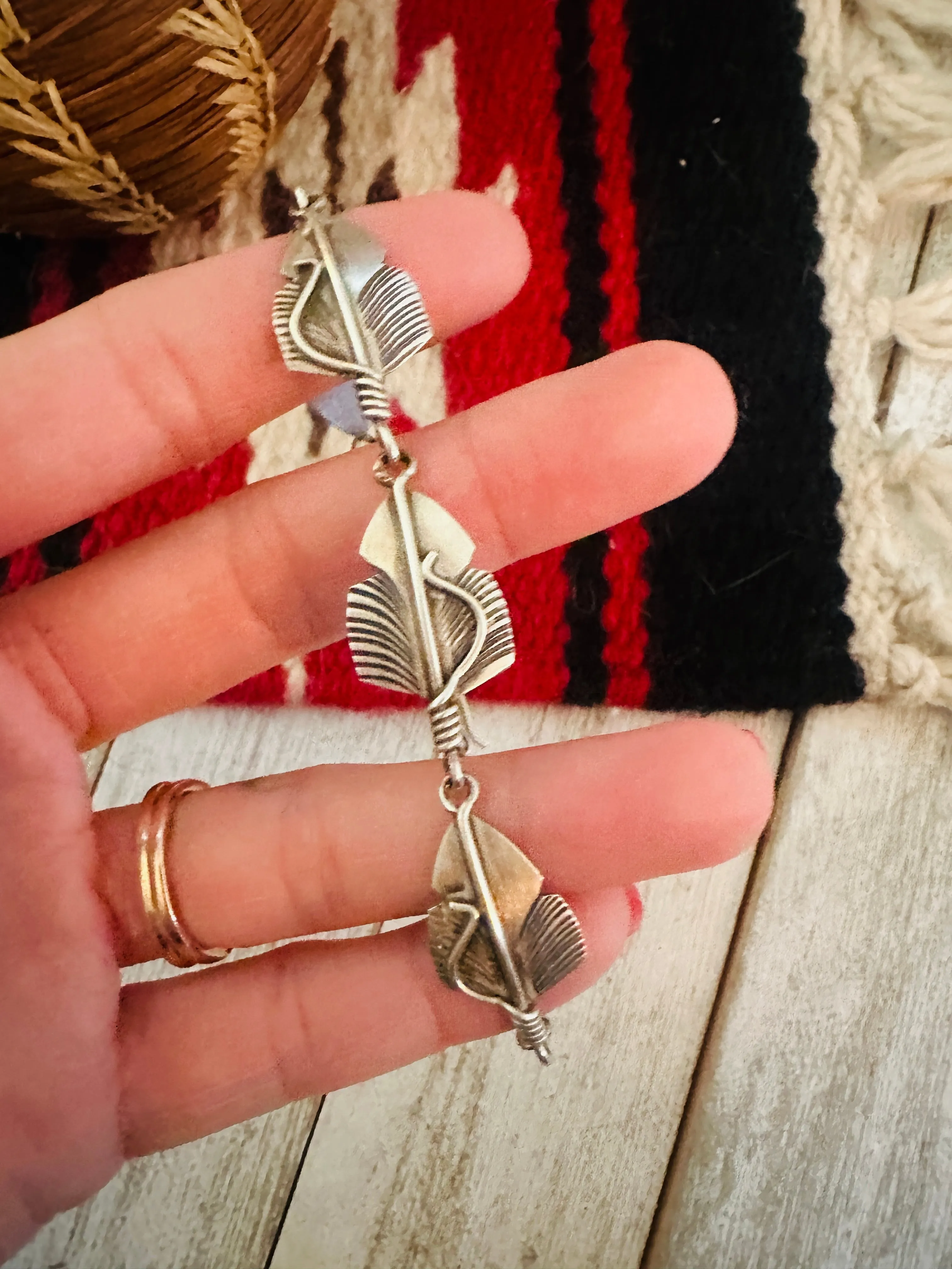 Navajo Sterling Silver Feather Link Bracelet