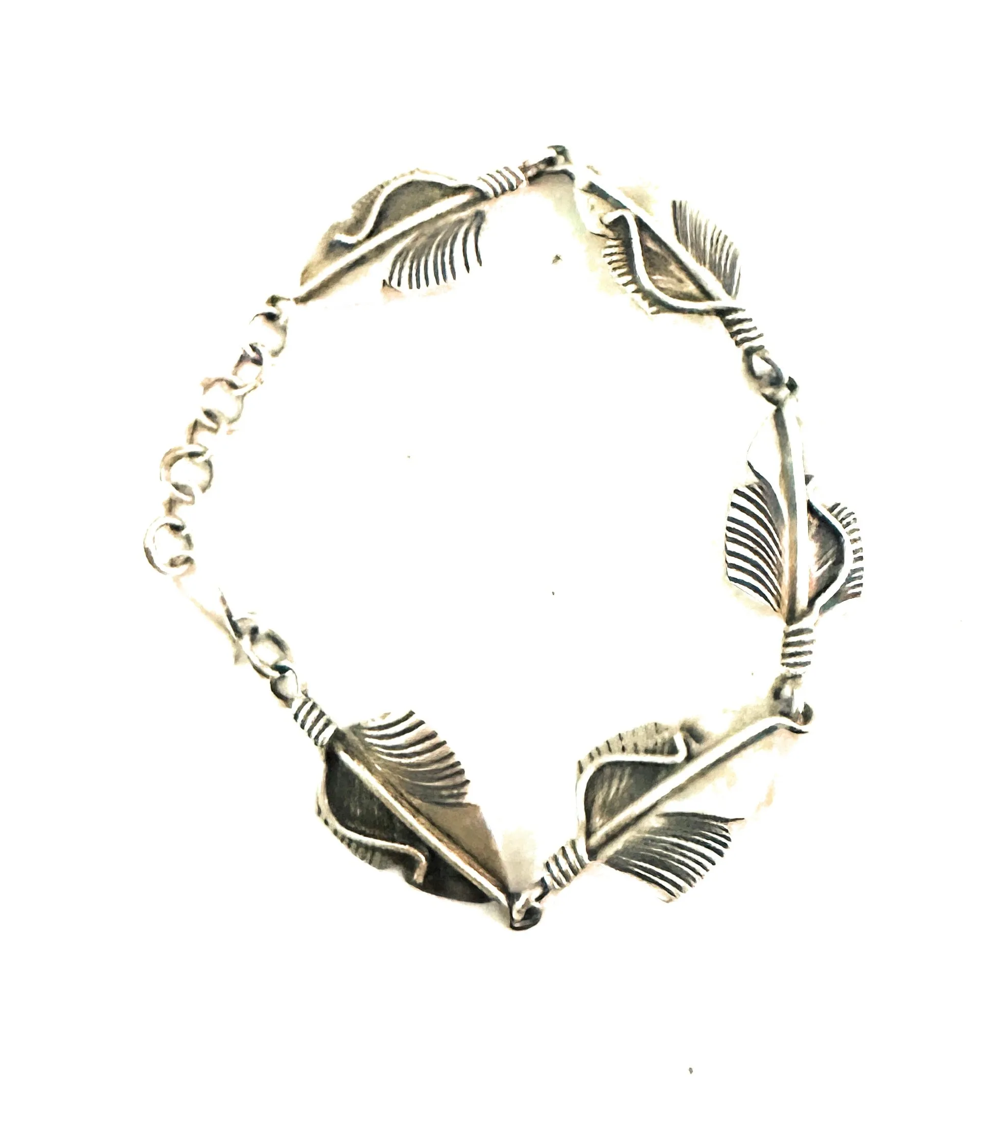 Navajo Sterling Silver Feather Link Bracelet