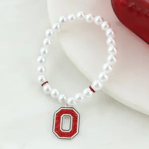 Ohio State Pearl & Crystal Logo Stretch Bracelet