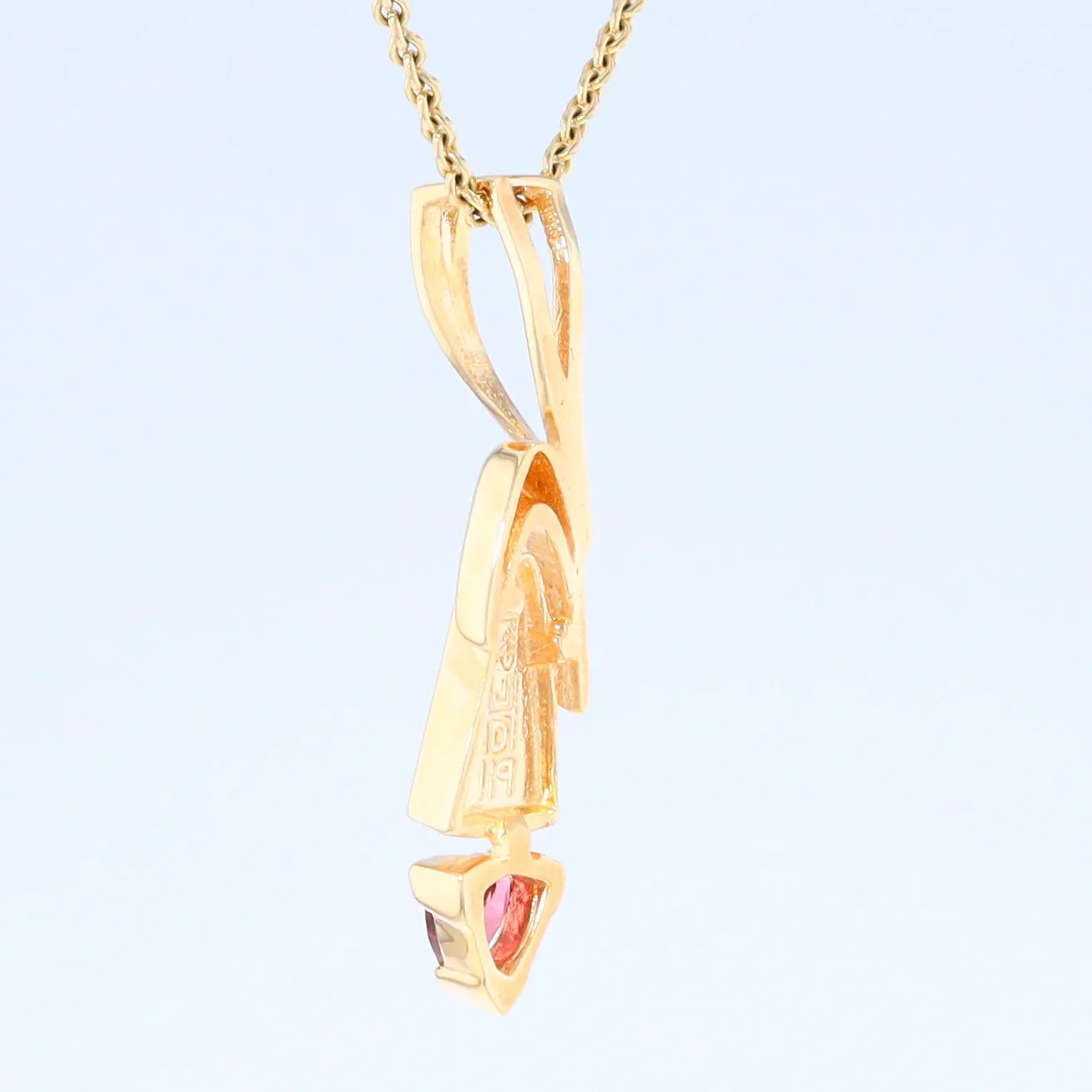 Opal Pendant Triangle Inlaid Design with Trillion Cut Tourmaline