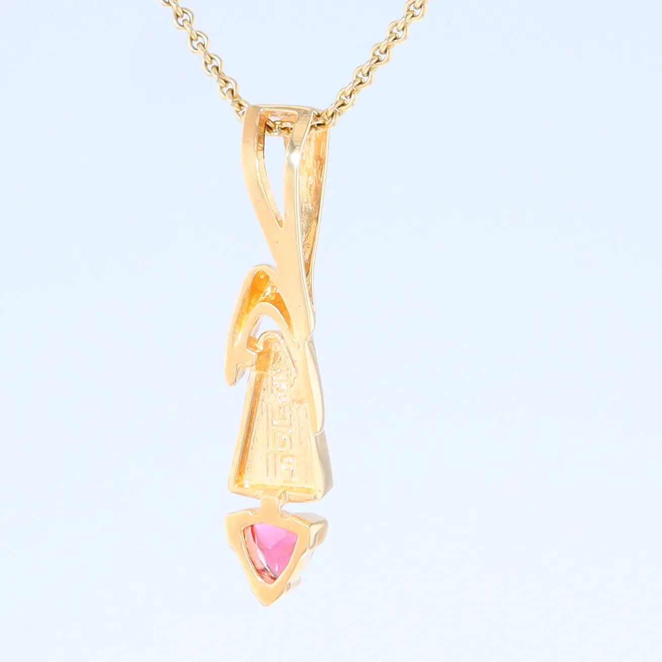 Opal Pendant Triangle Inlaid Design with Trillion Cut Tourmaline