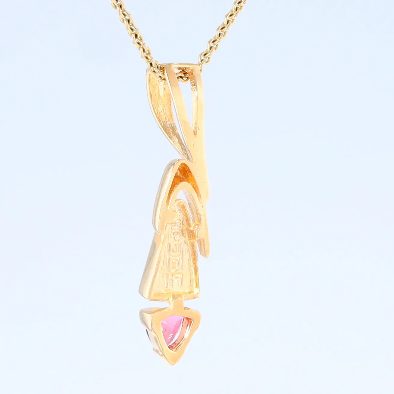 Opal Pendant Triangle Inlaid Design with Trillion Cut Tourmaline