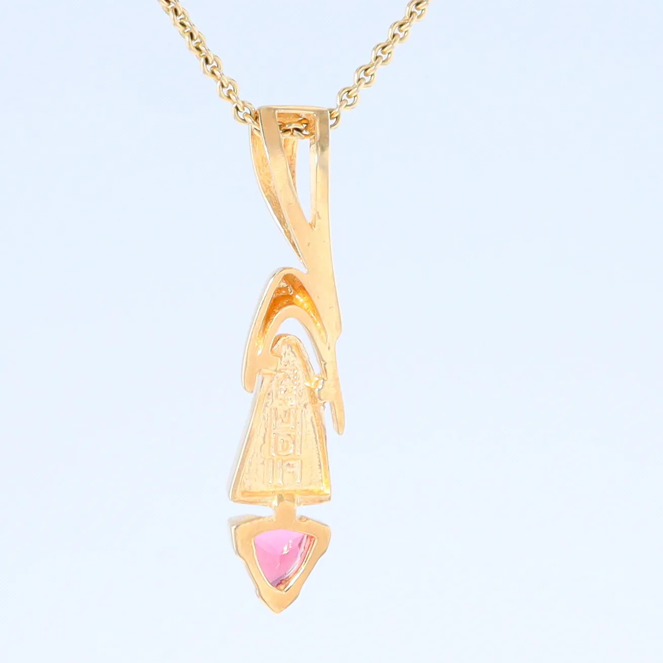 Opal Pendant Triangle Inlaid Design with Trillion Cut Tourmaline