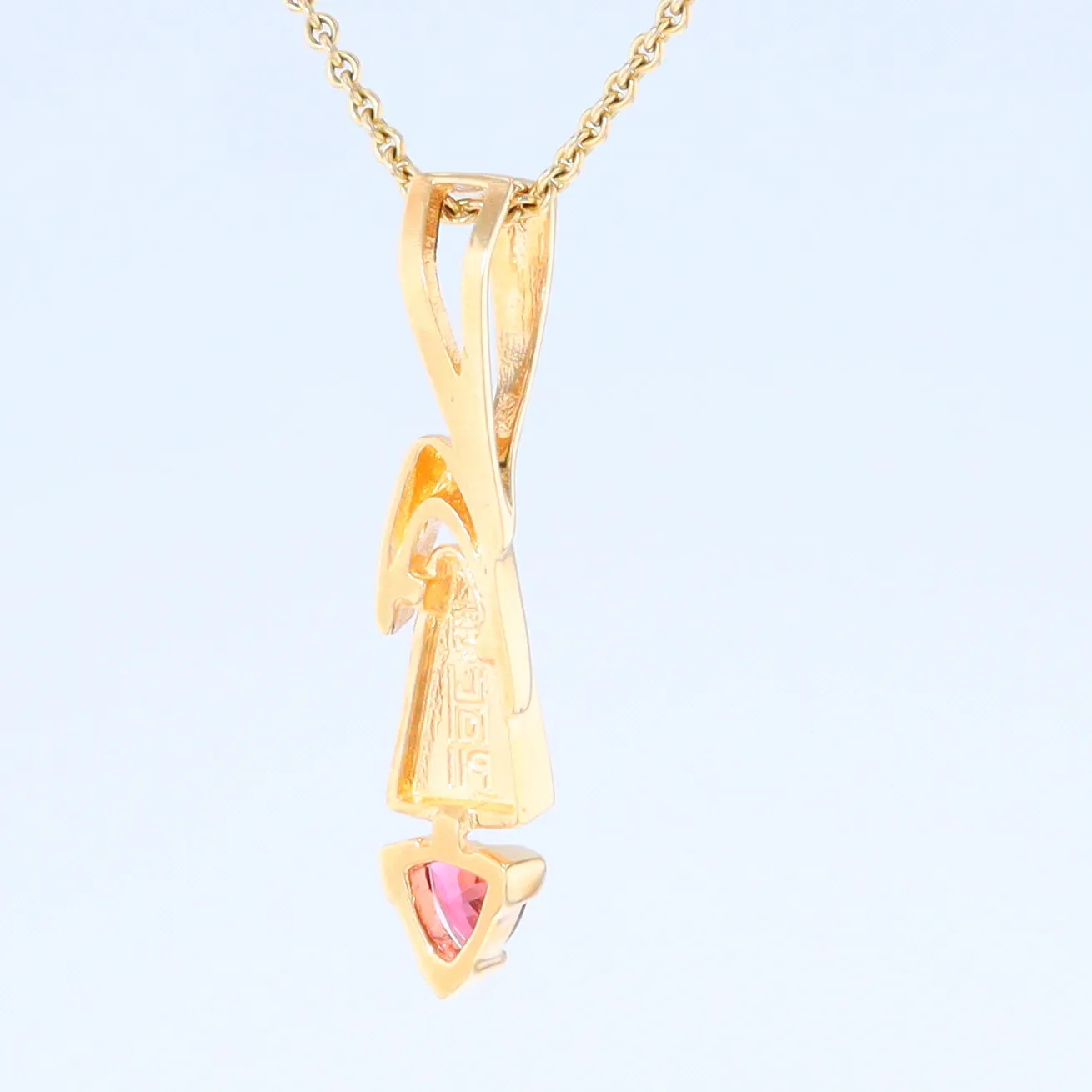 Opal Pendant Triangle Inlaid Design with Trillion Cut Tourmaline