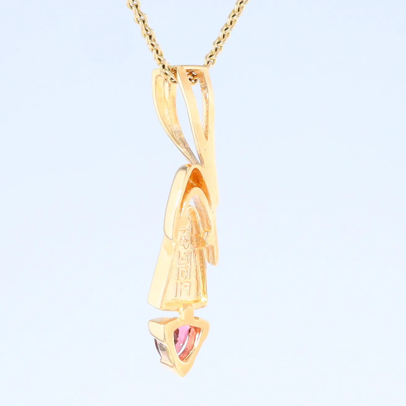 Opal Pendant Triangle Inlaid Design with Trillion Cut Tourmaline