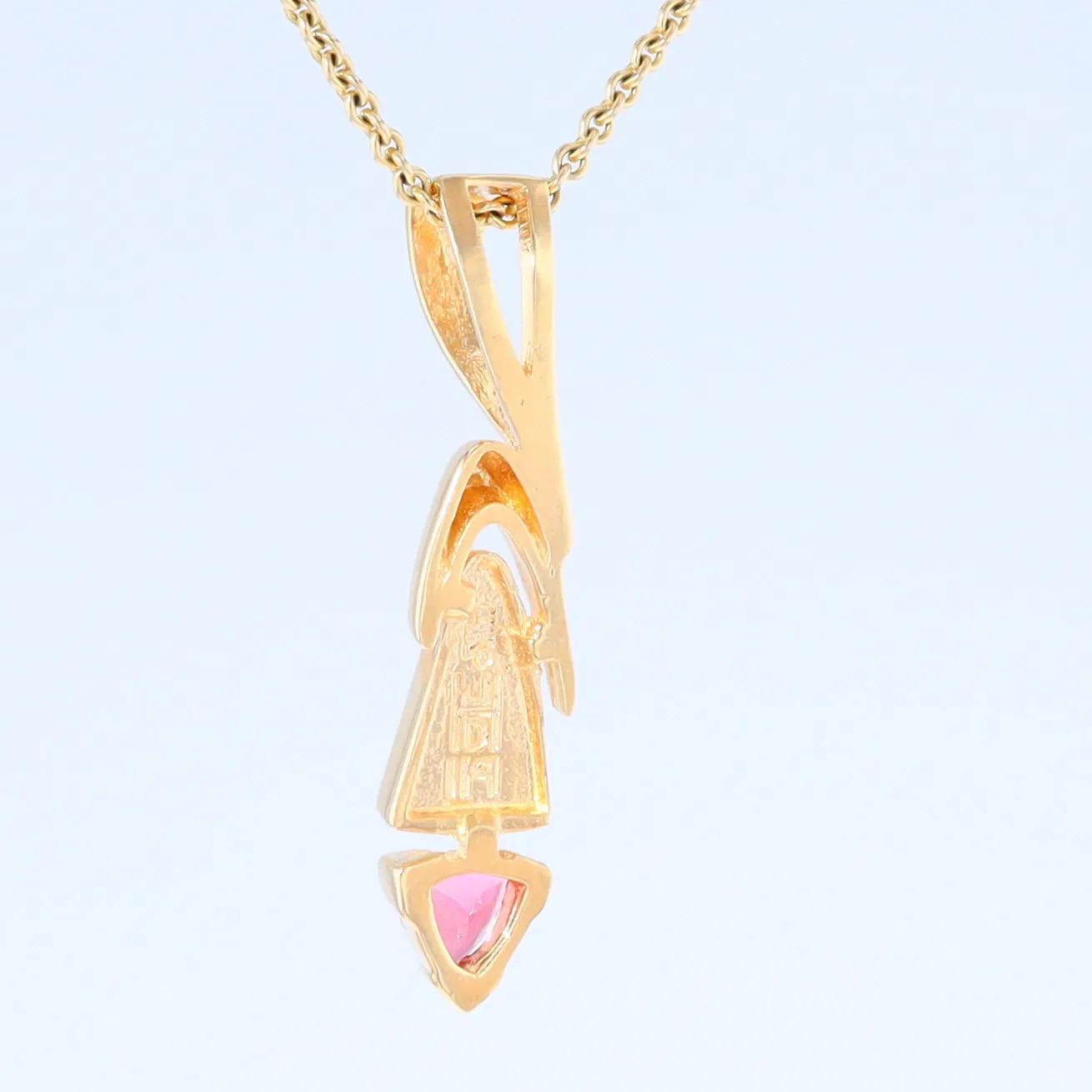 Opal Pendant Triangle Inlaid Design with Trillion Cut Tourmaline