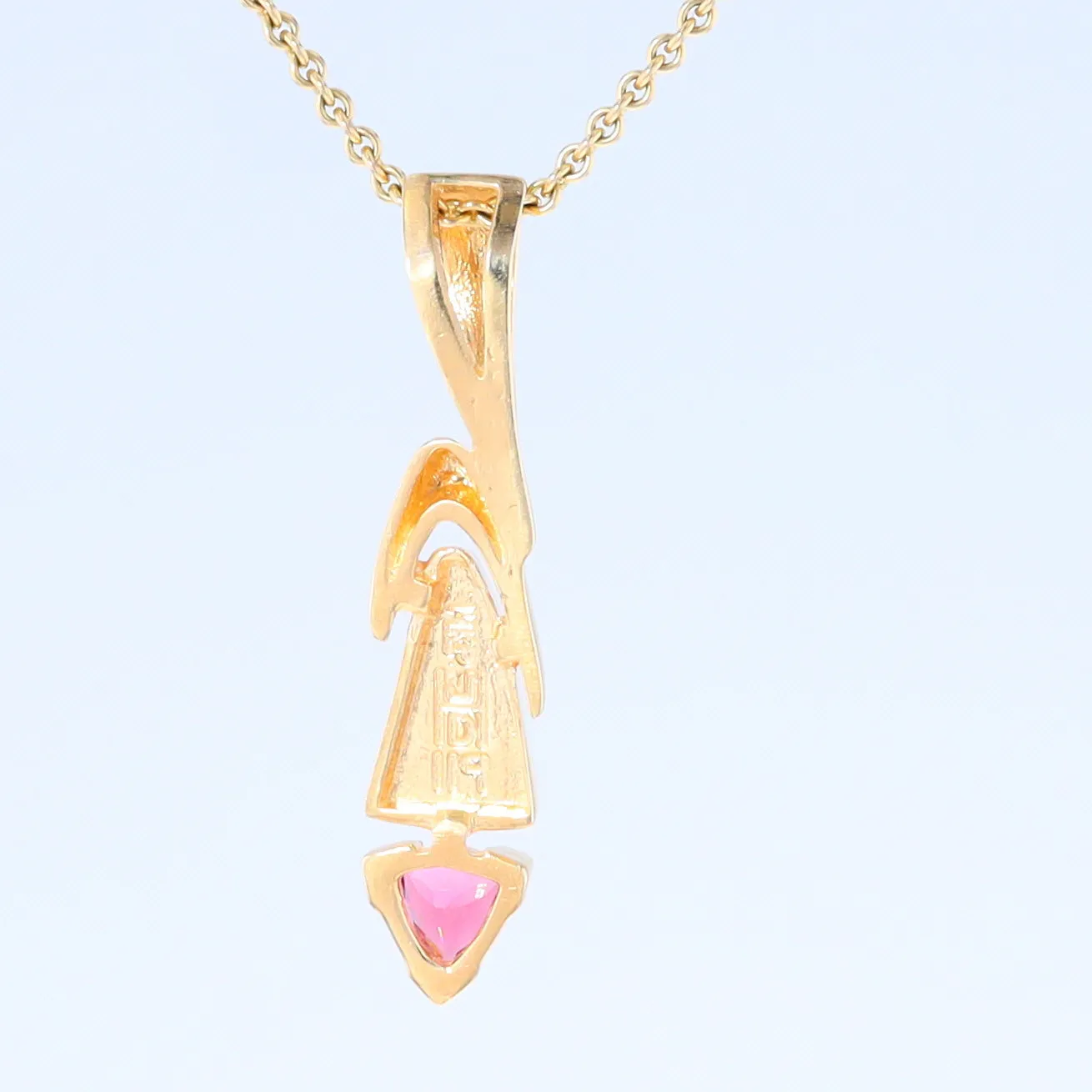 Opal Pendant Triangle Inlaid Design with Trillion Cut Tourmaline