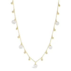 Pearl & Diamond Dangle Necklace