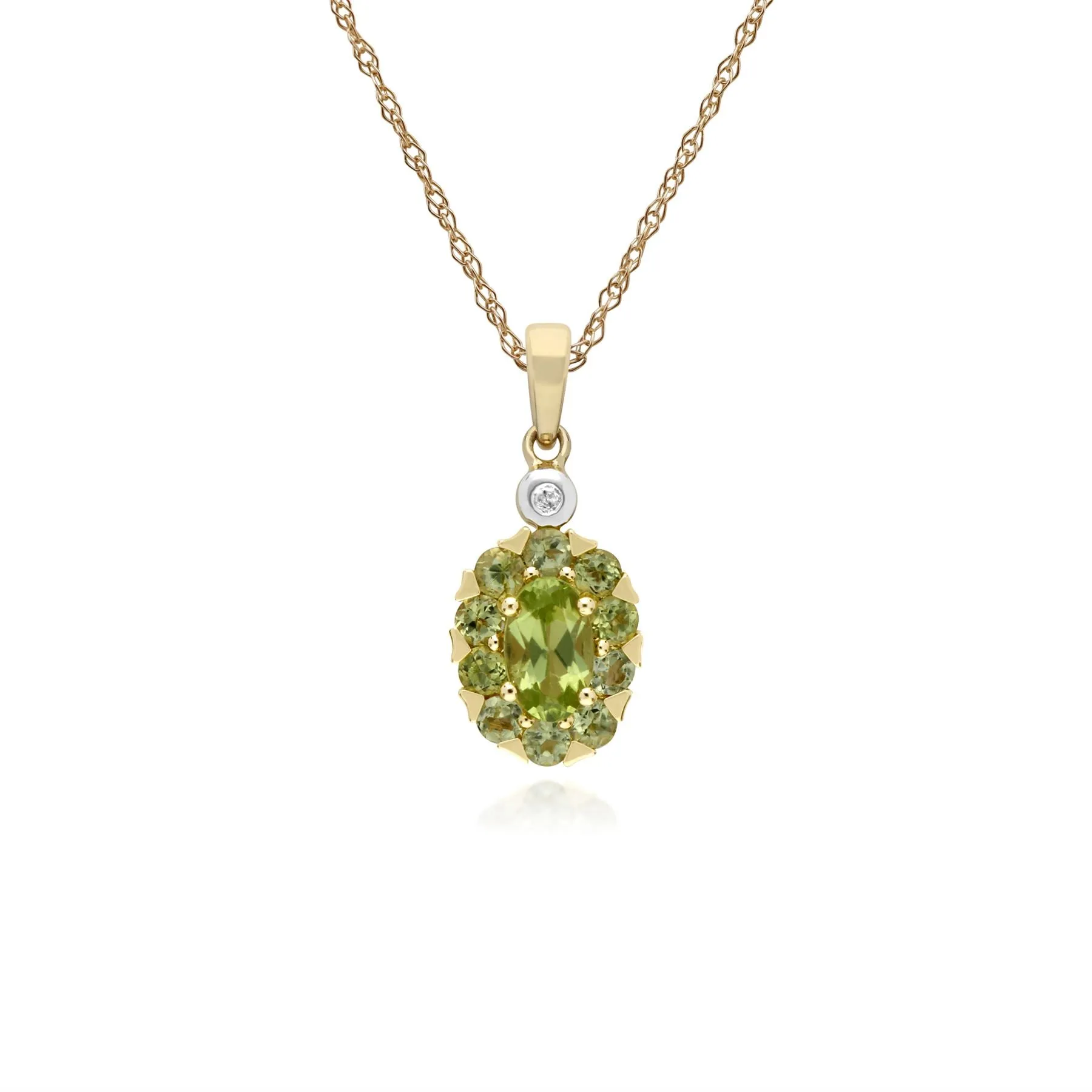 Peridot & Diamant Trauben Anhänger in 9ct Gelb Gold