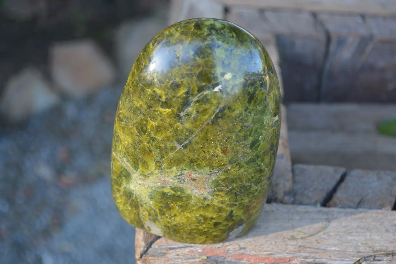 Polished Green Opal Standing Free Forms  x 2 From Antsirabe, Madagascar