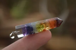 Polished Packaged Hand Crafted Full Chakra Resin Pendant with Stone Chips - sold per piece - From Bulwer, South Africa