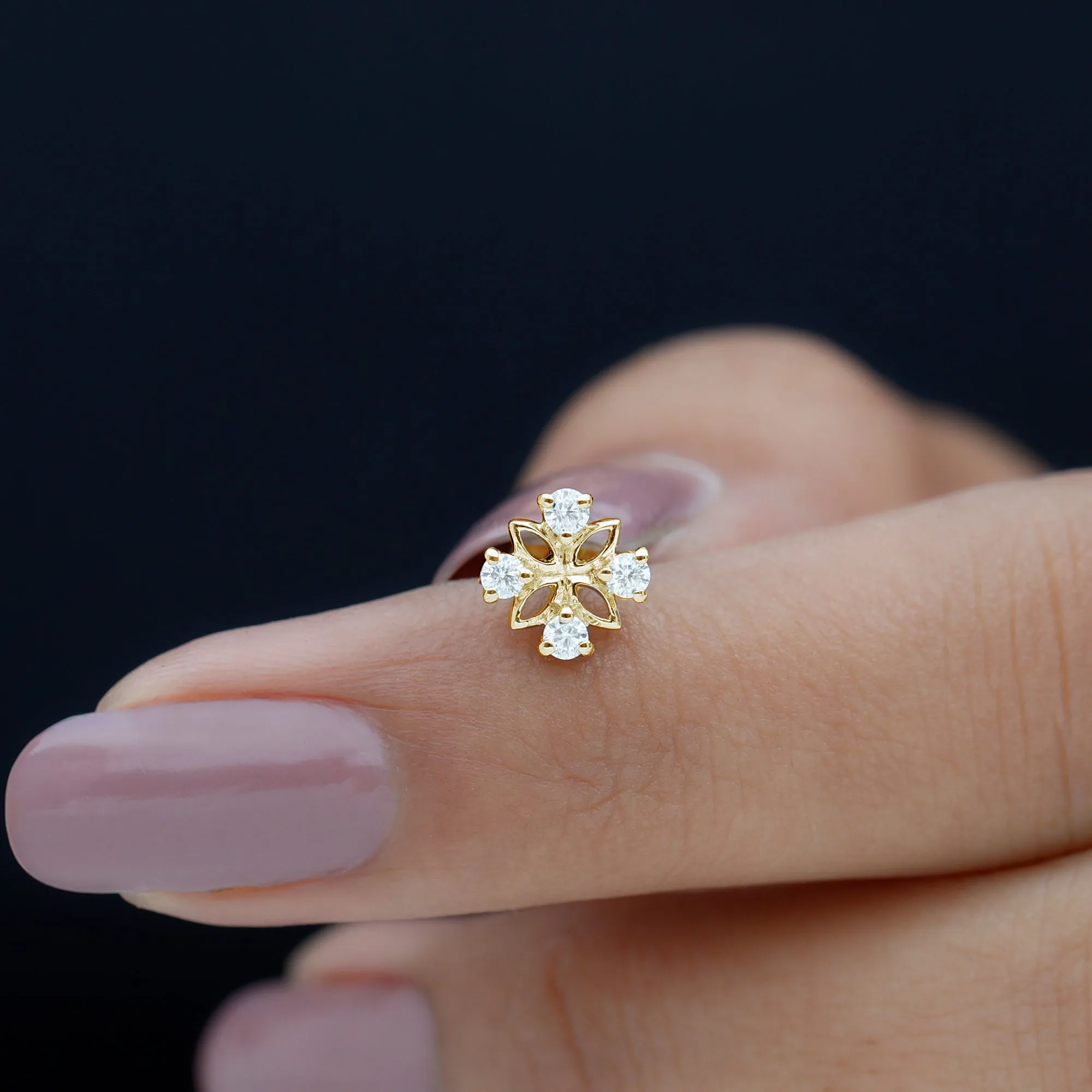 Real Diamond Flower Earring for Cartilage Piercing