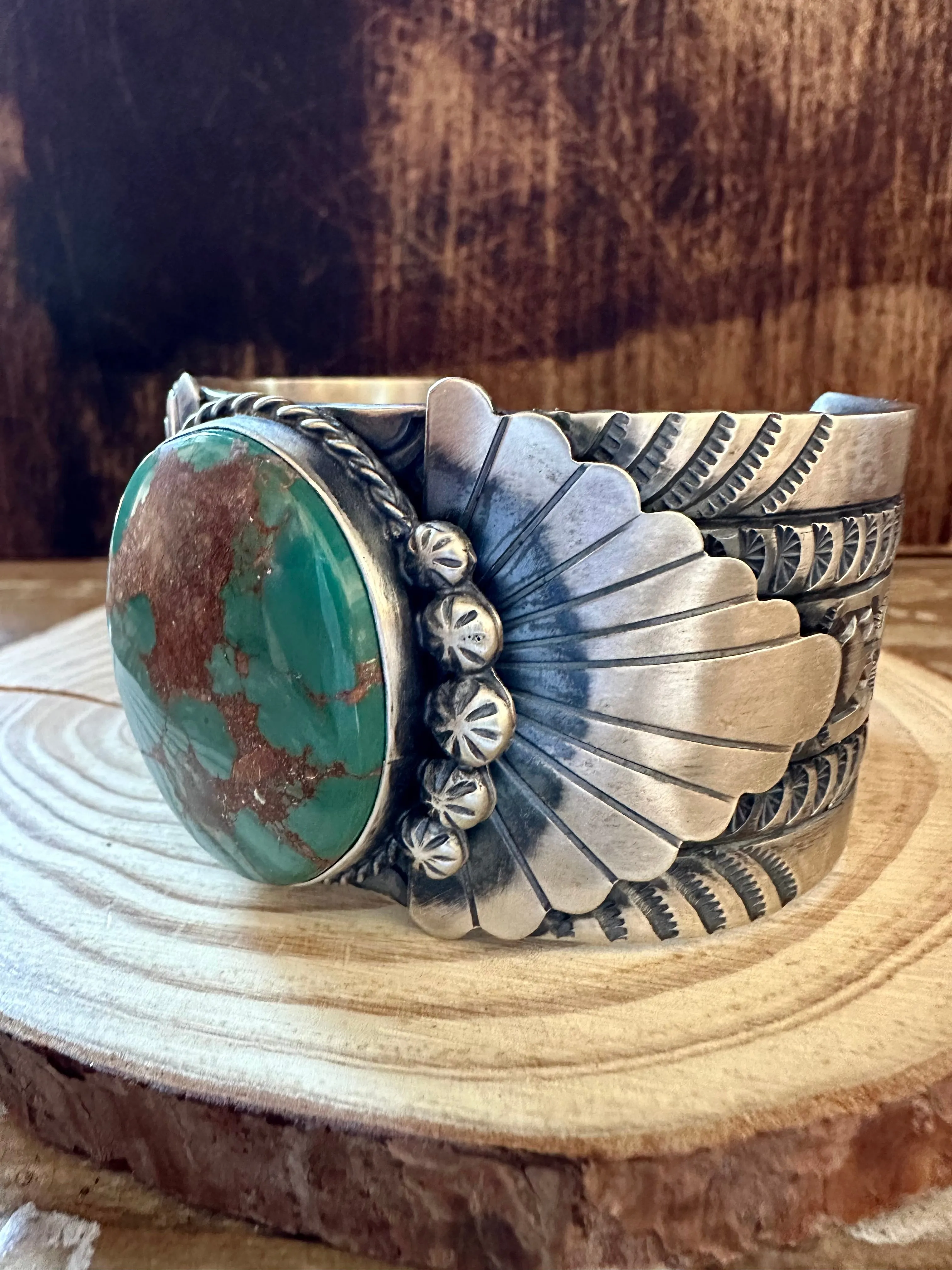 RICK ENRIQUEZ NAVAJO Royston Turquoise Sterling Silver Cuff 118g