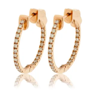 Rose Gold .50 Carat Inside Out Diamond Hoop Earrings