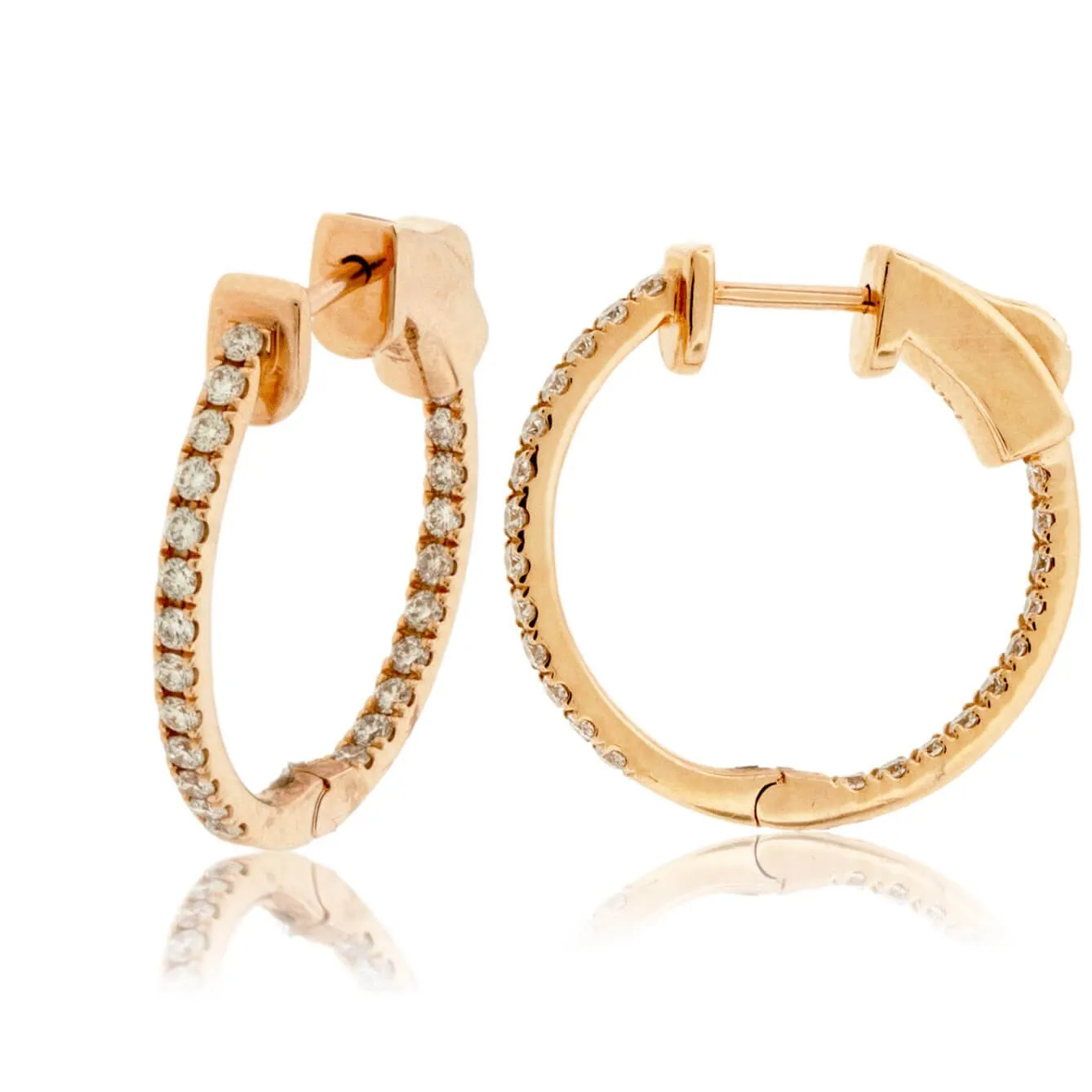 Rose Gold .50 Carat Inside Out Diamond Hoop Earrings