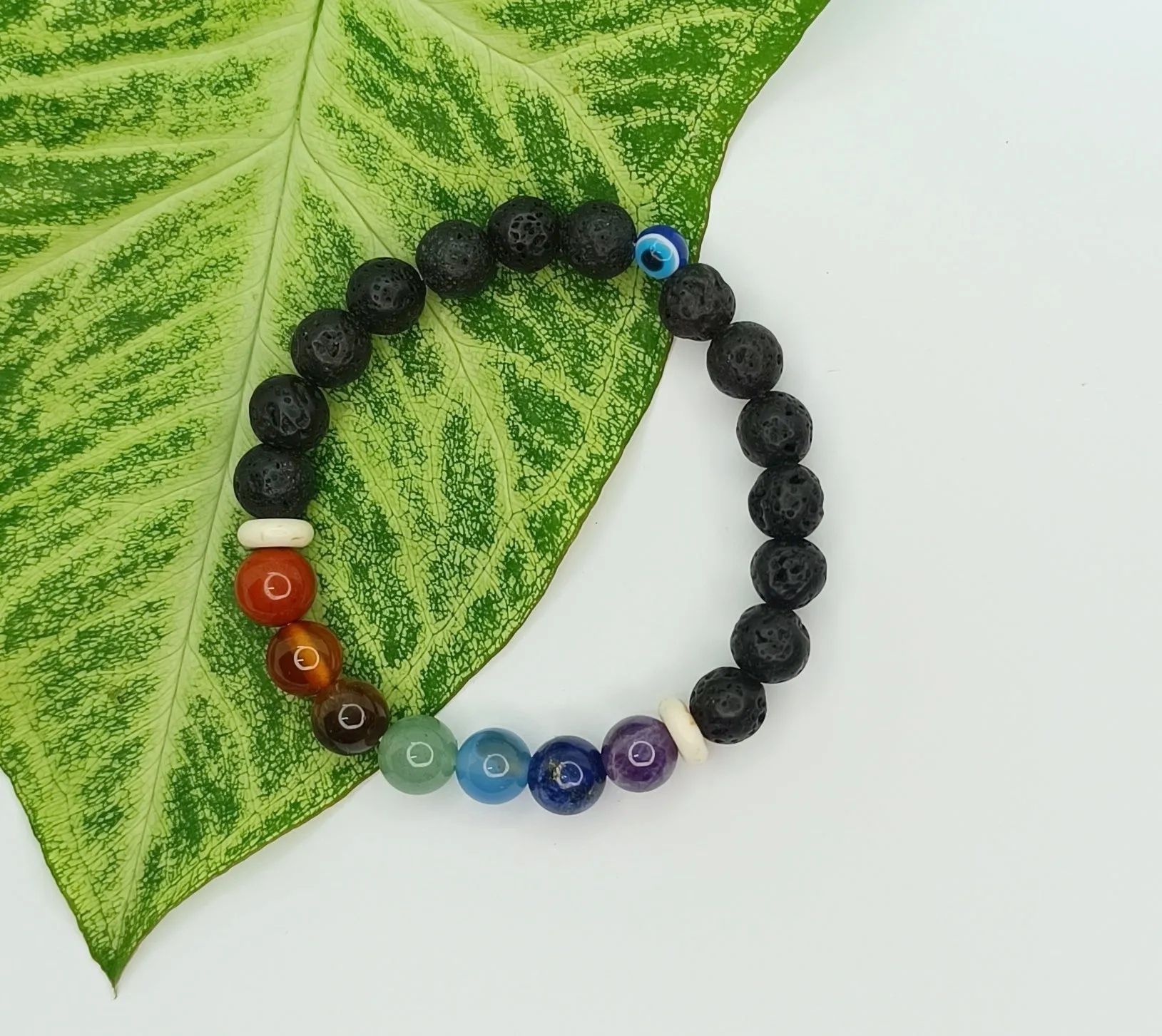 Seven Chakra Balancing Lava Bangle (7 Chakra) (8mm)