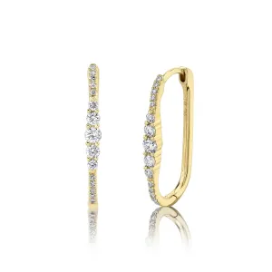 Shy Creation .29ctw Diamond Oval Hoop Earrings