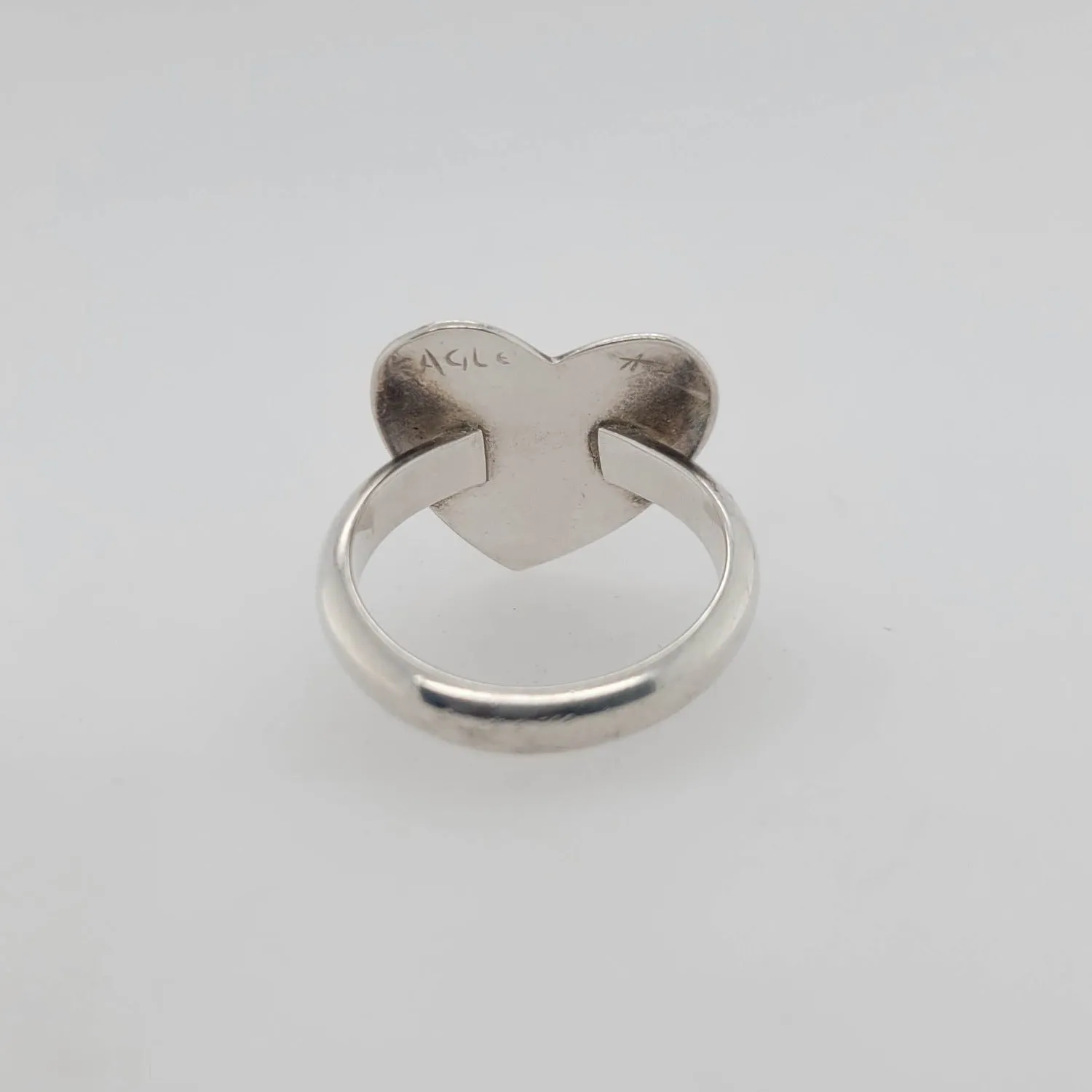 Silver and Peridot Heart Shaped Eagle Ring