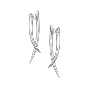 Silver Diamond Crossover Earrings