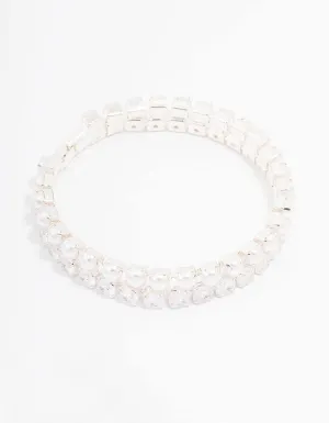 Silver Pearl Cubic Zirconia Bracelet