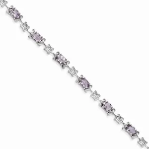 Sterling Silver Amethyst Oval Bracelet