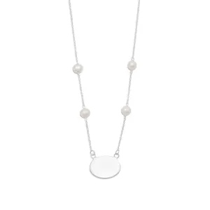 Sterling Silver ID Pendant & Pearl Necklace