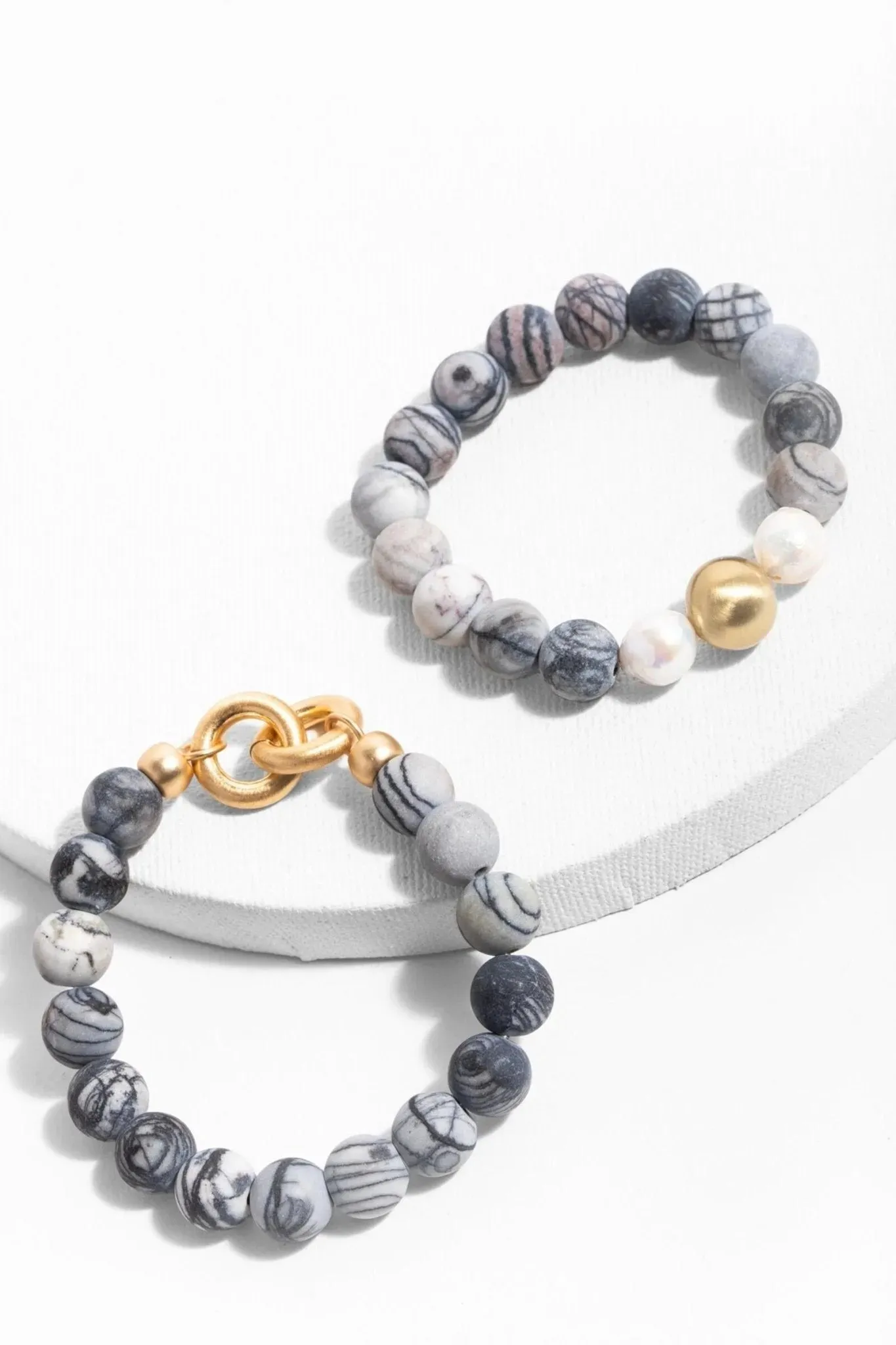 Stone Pearl Stretch Bracelet Set