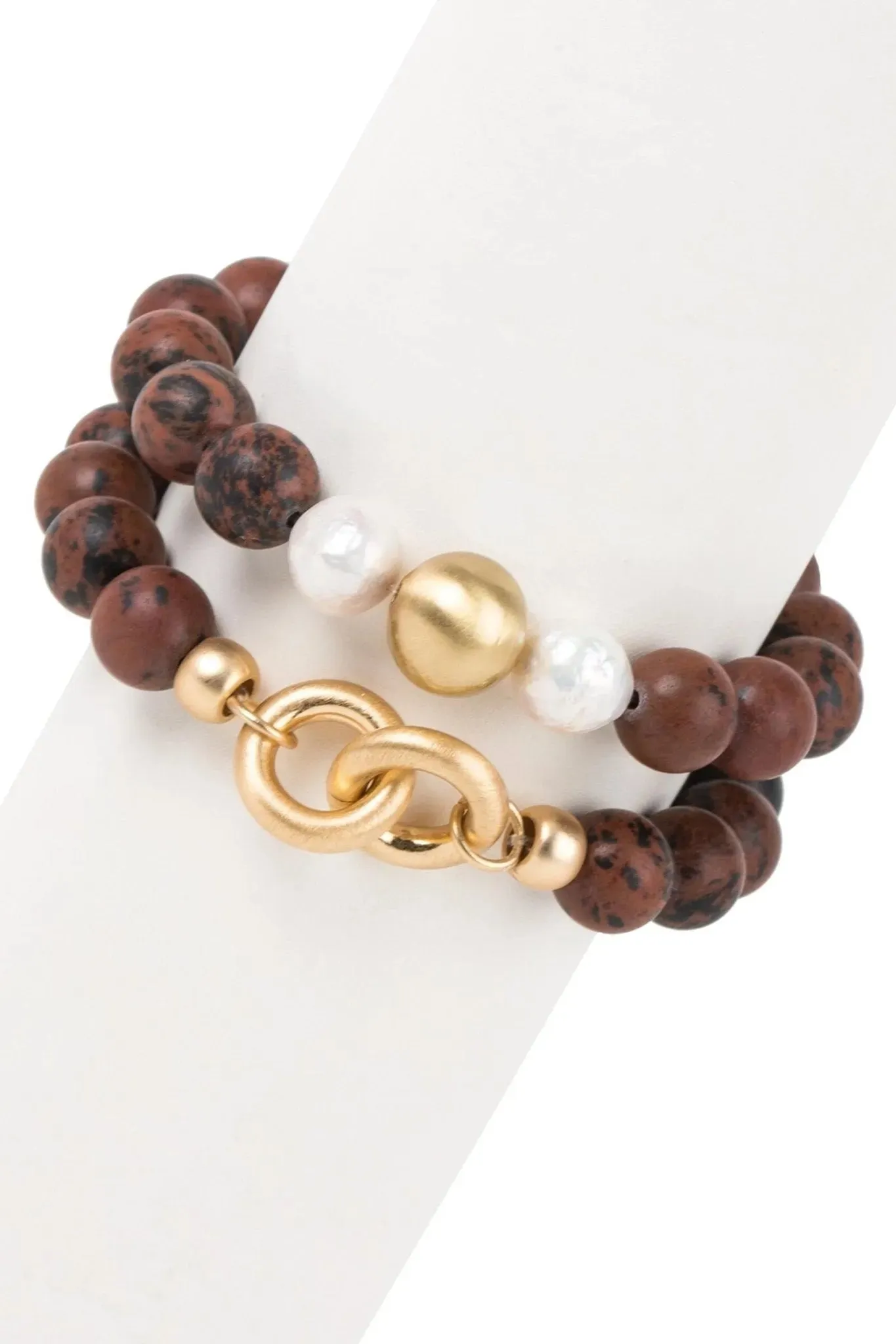 Stone Pearl Stretch Bracelet Set