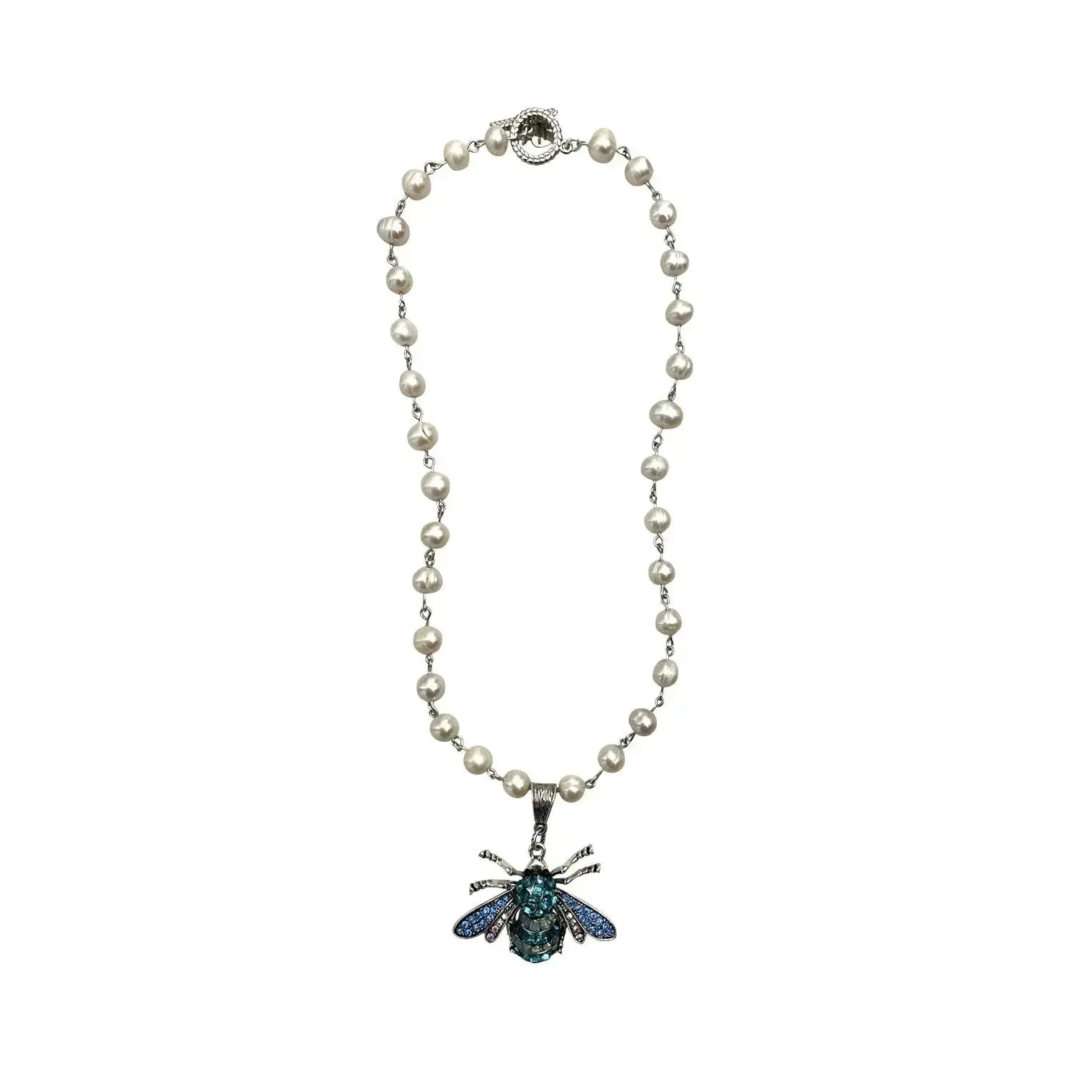 Swarovski Queen Bee Pearl Necklace - Blue