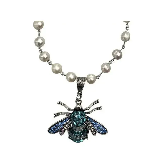 Swarovski Queen Bee Pearl Necklace - Blue