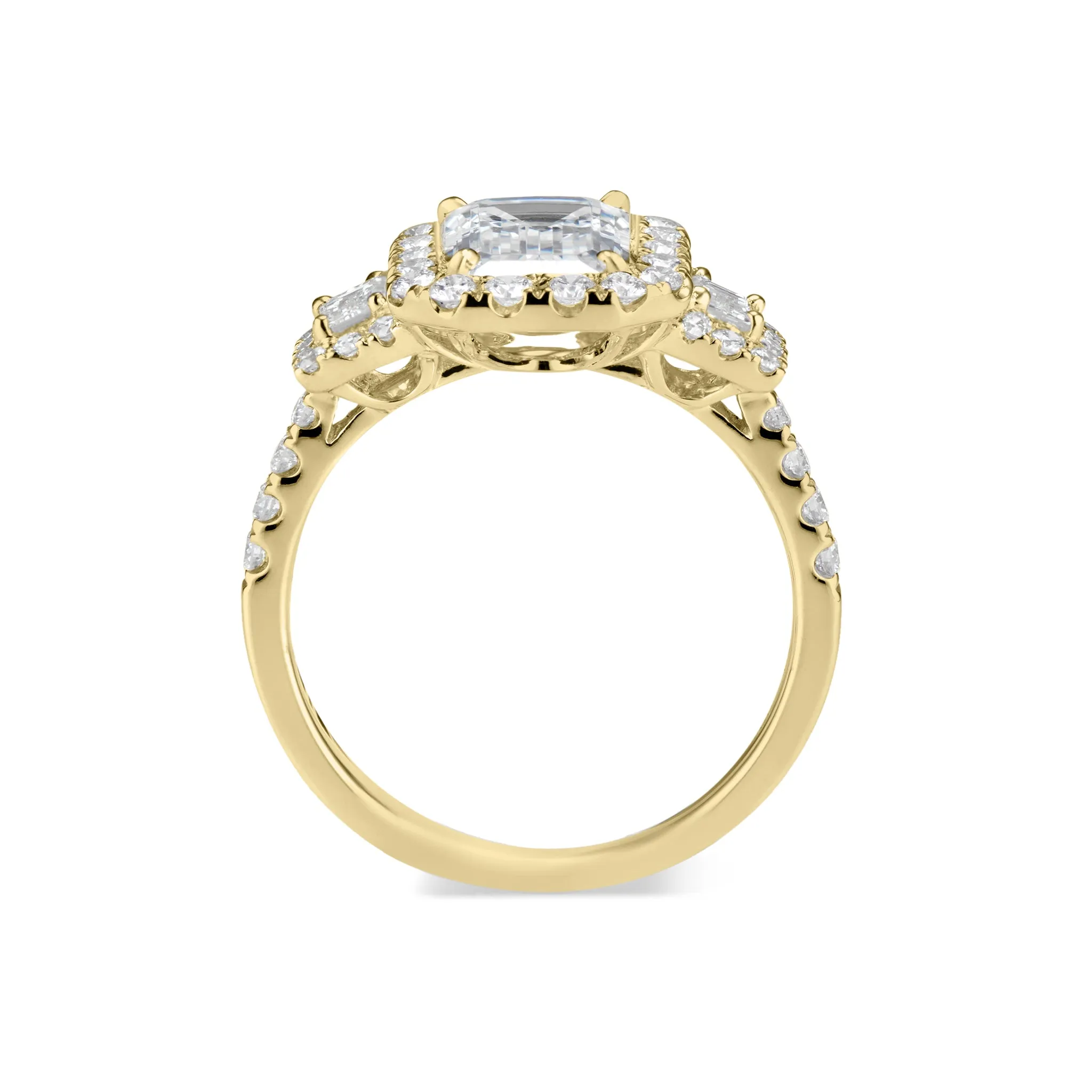 Three-Stone Emerald-Cut Diamond Engagement Ring