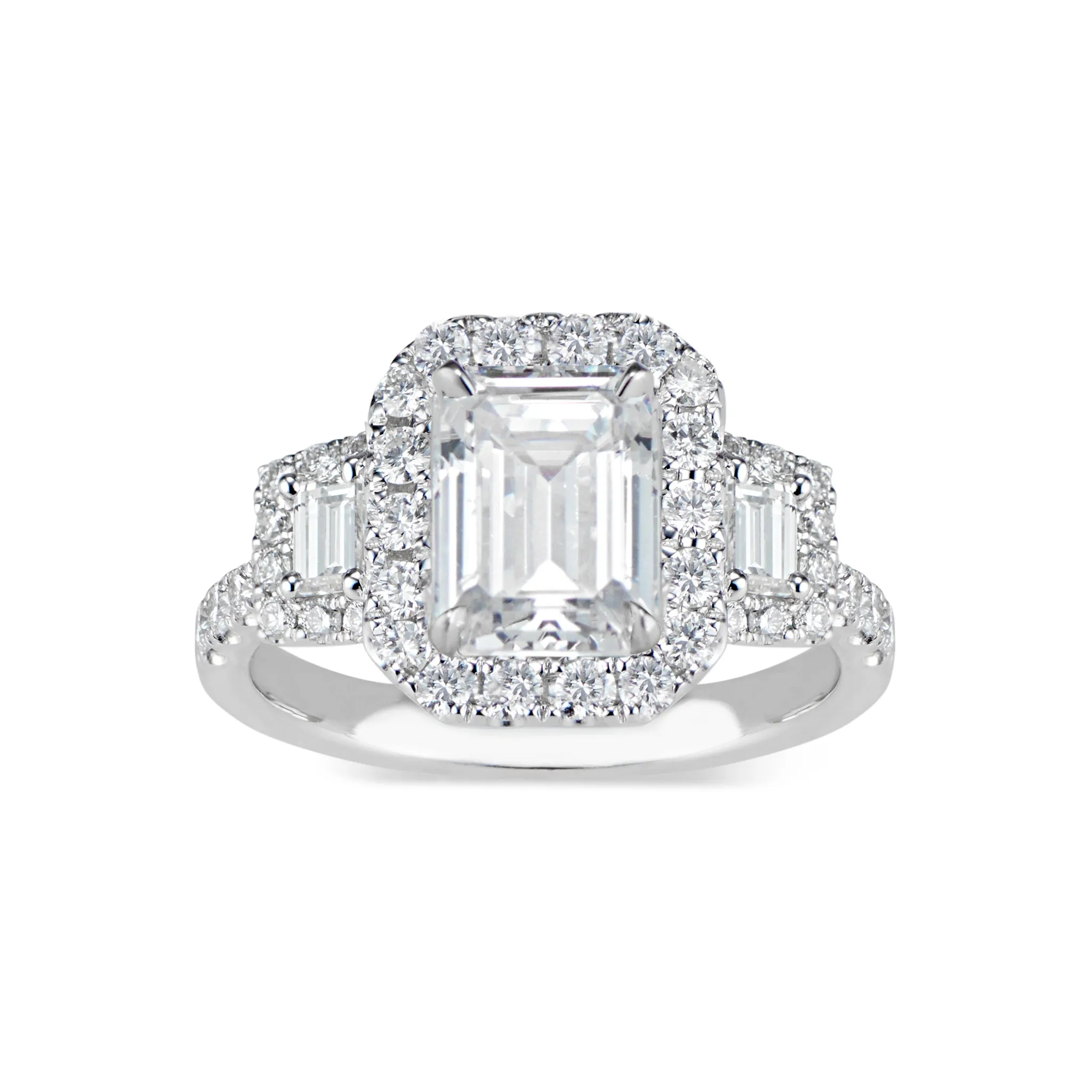 Three-Stone Emerald-Cut Diamond Engagement Ring