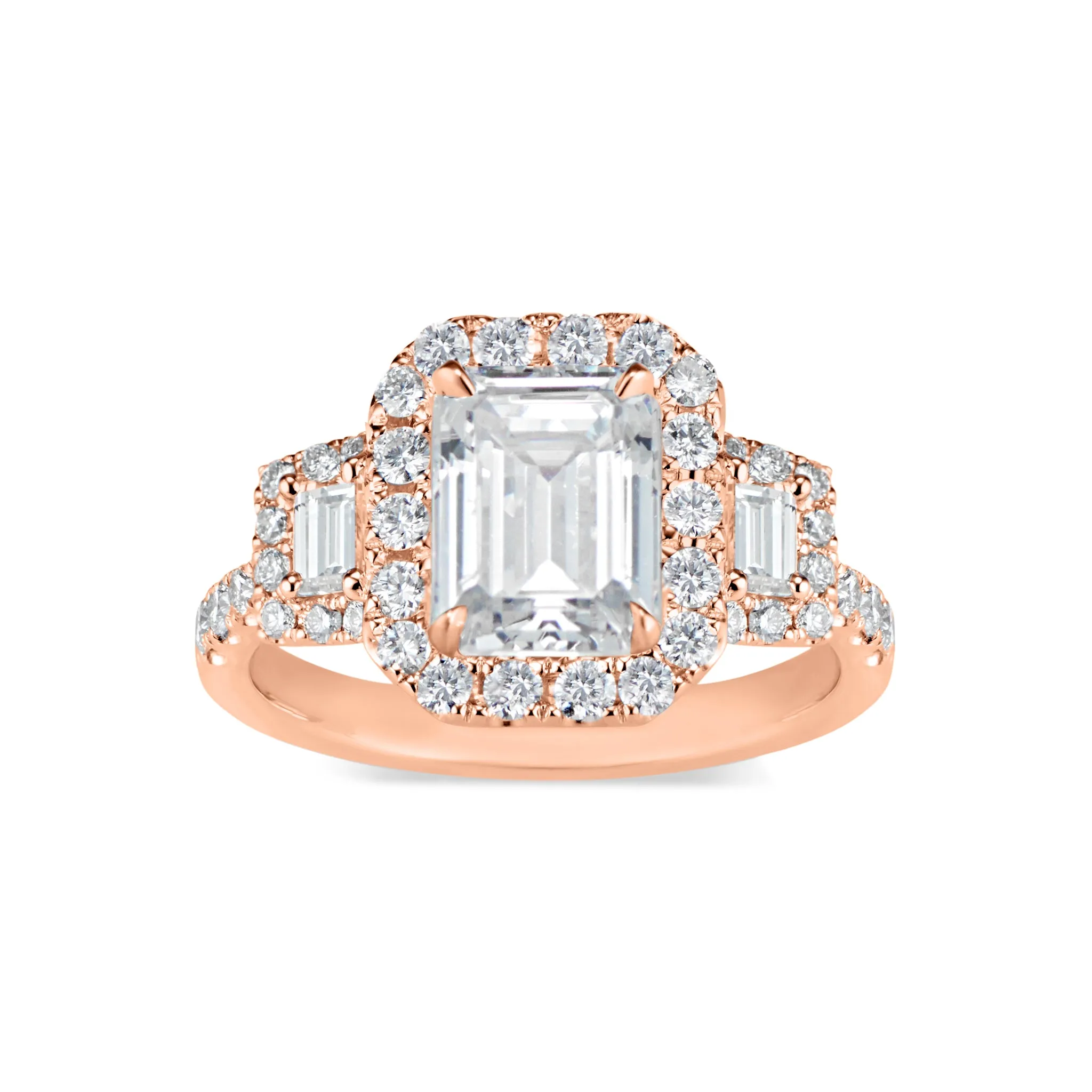 Three-Stone Emerald-Cut Diamond Engagement Ring