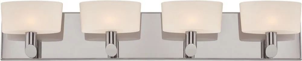 Toby 4 Light Vanity In Satin Nickel and White Opal Glass