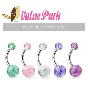 VALUE PACK 5 X Glimmer with Glitter Belly Rings