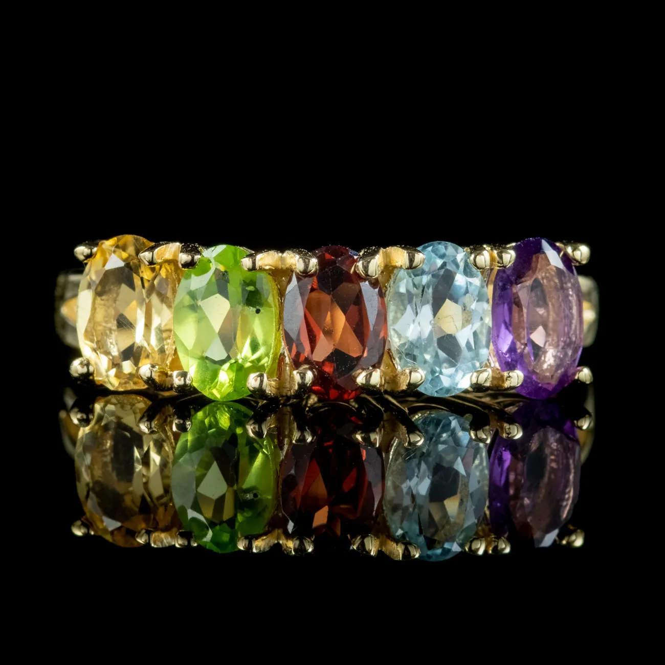 Victorian Style Gemstone Five Stone Ring 9ct Gold