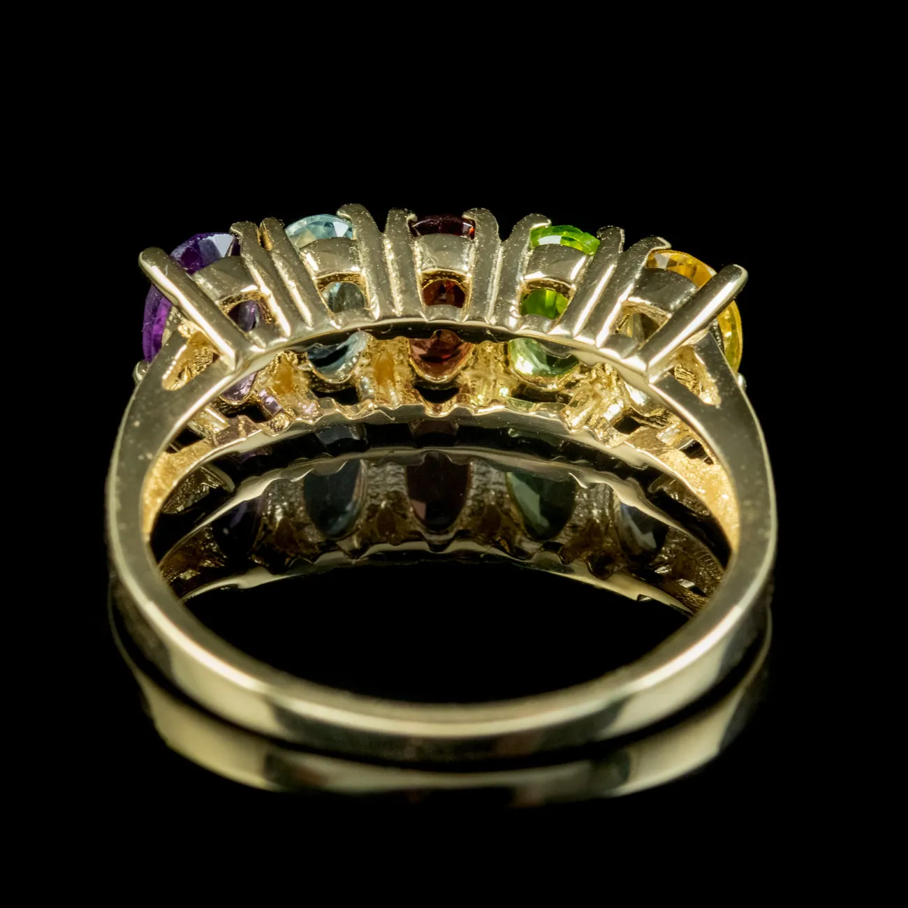 Victorian Style Gemstone Five Stone Ring 9ct Gold