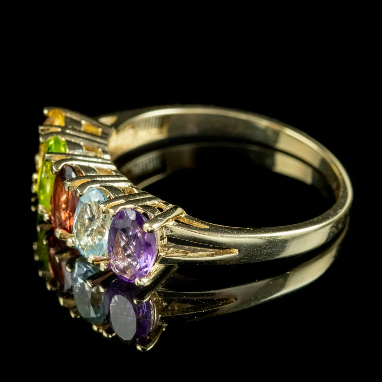 Victorian Style Gemstone Five Stone Ring 9ct Gold