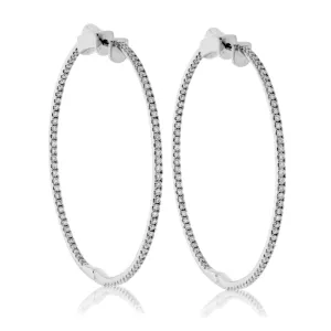 White Gold 1.50 Carat Diamond Inside Out Hoop Earrings